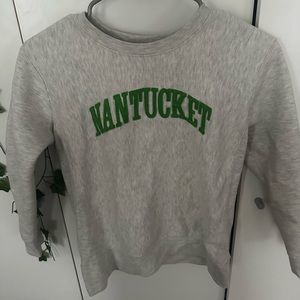 Gray Nantucket sweatshirt with green letters (juniors) Unisex